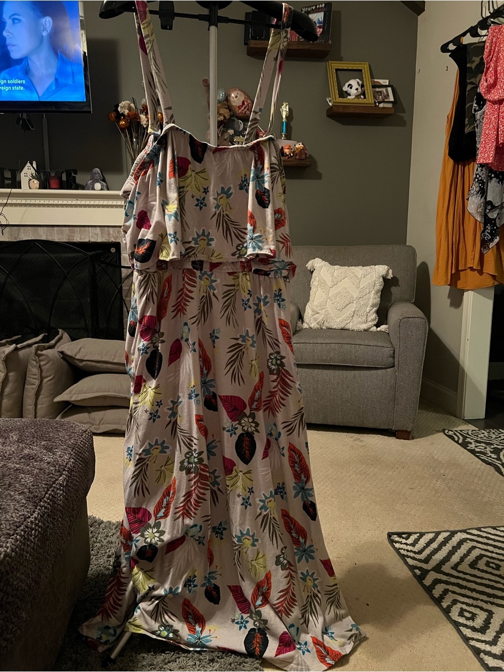Floral Print Maxi Dress - Multicolor , unknown brand / can wear strapless